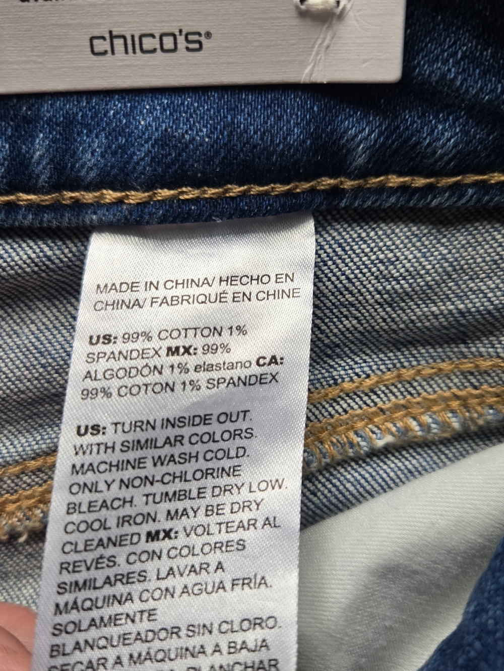Chico's High-Rise Cropped Distresse Straight Leg Denim Jeans in Med Blue Sz 8 - Picture 4 of 7